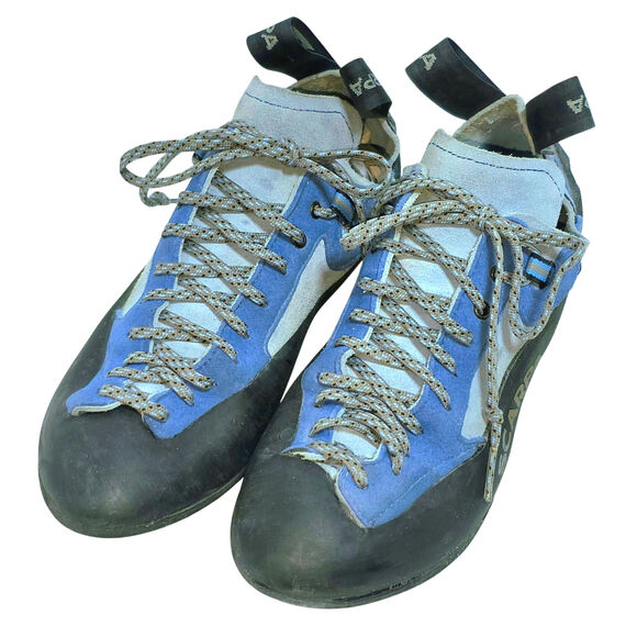 Scarpa Techno Lady Climbing Shoe Womens Suede Leather Sz 8 2/3 Blue 2 Tone Lace - Picture 1 of 16